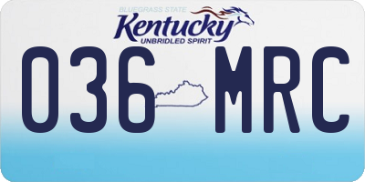 KY license plate 036MRC