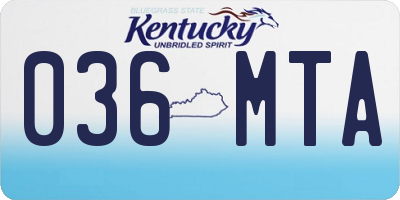 KY license plate 036MTA
