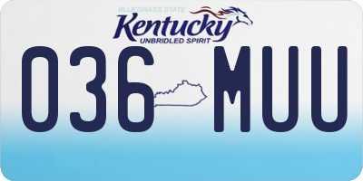 KY license plate 036MUU