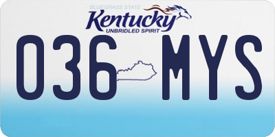 KY license plate 036MYS