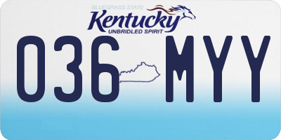 KY license plate 036MYY