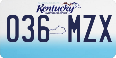 KY license plate 036MZX