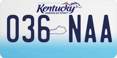 KY license plate 036NAA