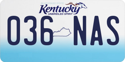KY license plate 036NAS