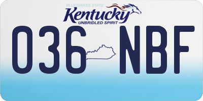 KY license plate 036NBF