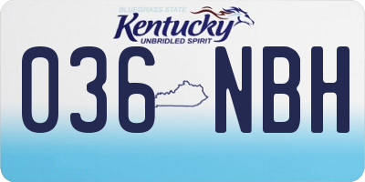 KY license plate 036NBH