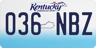KY license plate 036NBZ