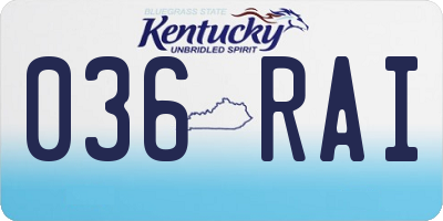 KY license plate 036RAI