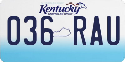 KY license plate 036RAU