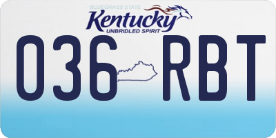 KY license plate 036RBT