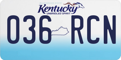 KY license plate 036RCN