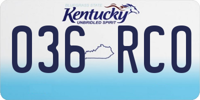 KY license plate 036RCO