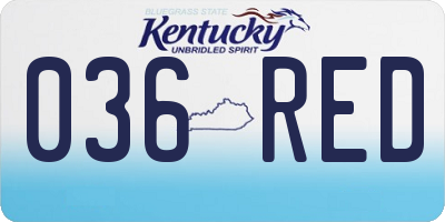 KY license plate 036RED