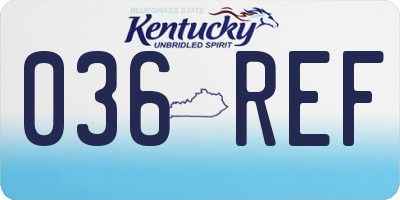 KY license plate 036REF