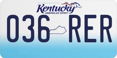KY license plate 036RER