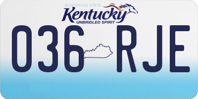 KY license plate 036RJE