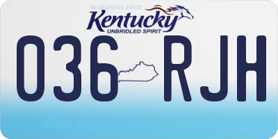 KY license plate 036RJH