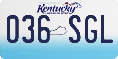 KY license plate 036SGL