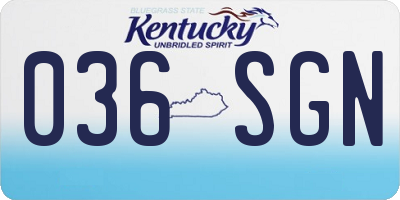 KY license plate 036SGN