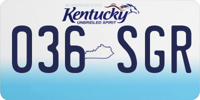 KY license plate 036SGR