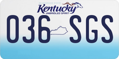 KY license plate 036SGS