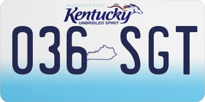 KY license plate 036SGT