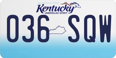 KY license plate 036SQW