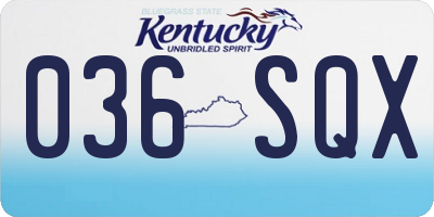 KY license plate 036SQX