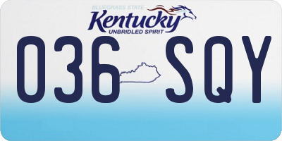 KY license plate 036SQY