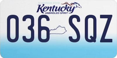 KY license plate 036SQZ