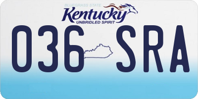 KY license plate 036SRA