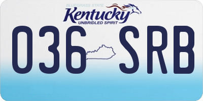 KY license plate 036SRB