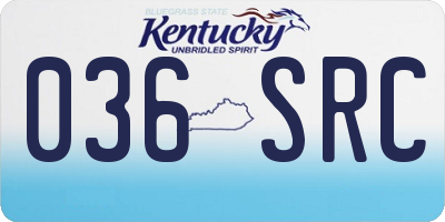 KY license plate 036SRC
