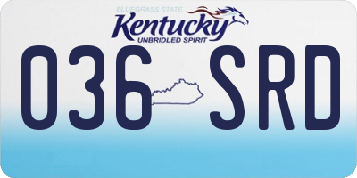 KY license plate 036SRD