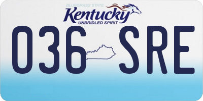 KY license plate 036SRE