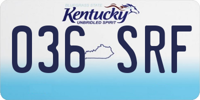 KY license plate 036SRF