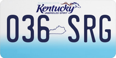 KY license plate 036SRG