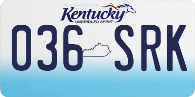 KY license plate 036SRK