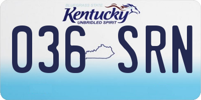 KY license plate 036SRN