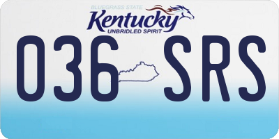 KY license plate 036SRS