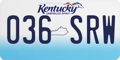 KY license plate 036SRW