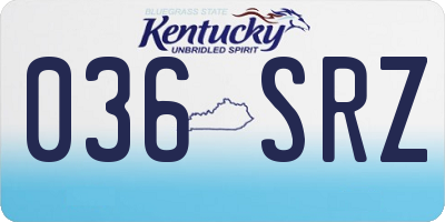 KY license plate 036SRZ