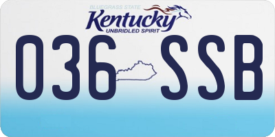 KY license plate 036SSB