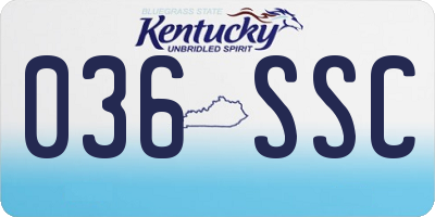 KY license plate 036SSC