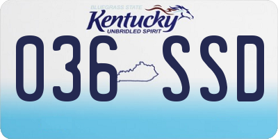 KY license plate 036SSD