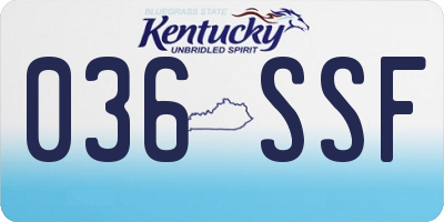 KY license plate 036SSF