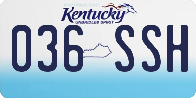 KY license plate 036SSH