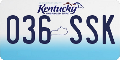 KY license plate 036SSK