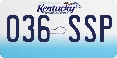 KY license plate 036SSP