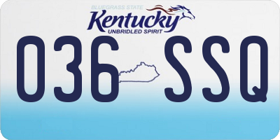 KY license plate 036SSQ